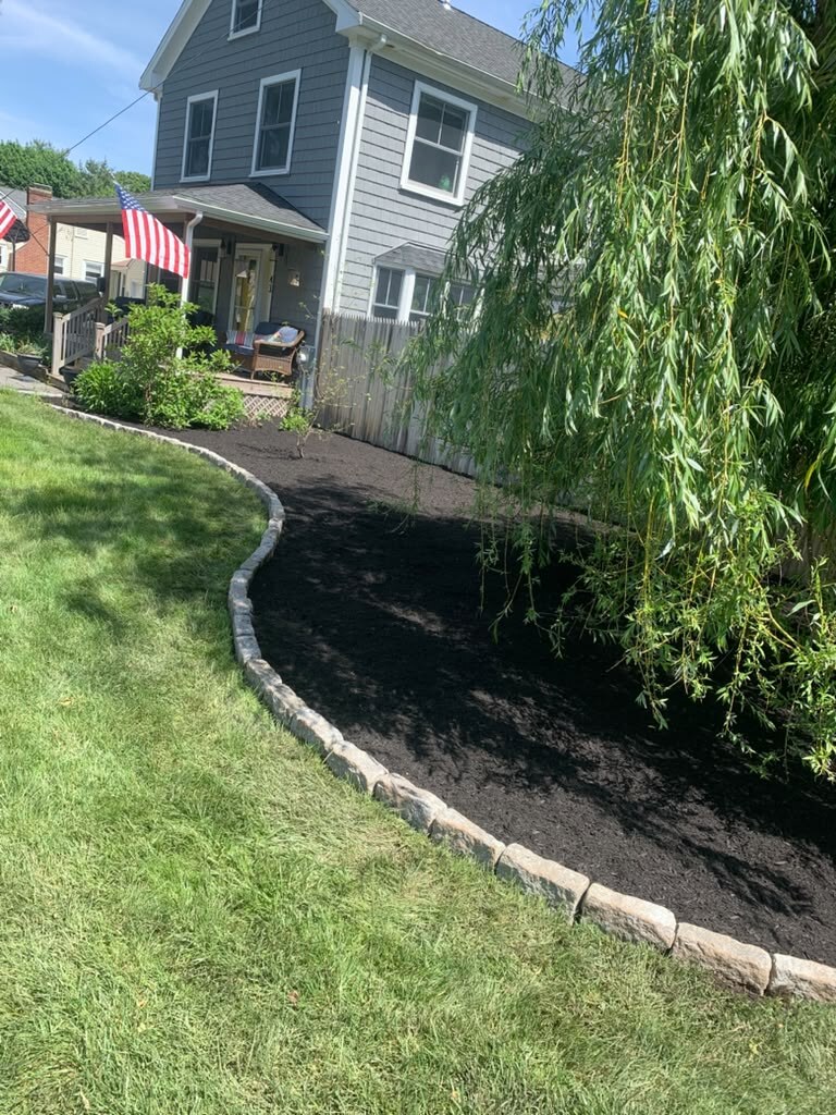 Fall lawn after leaf cleanup